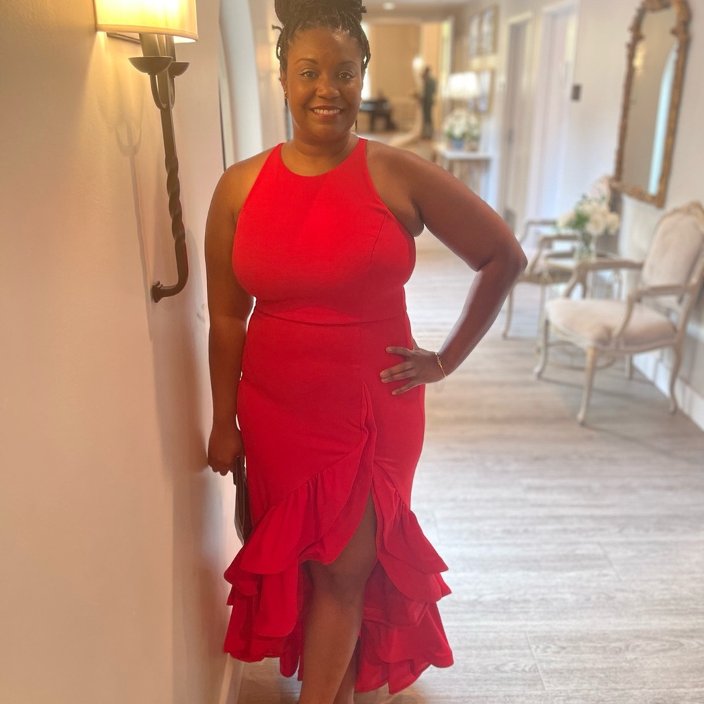 Elegant Red High-Low Dress